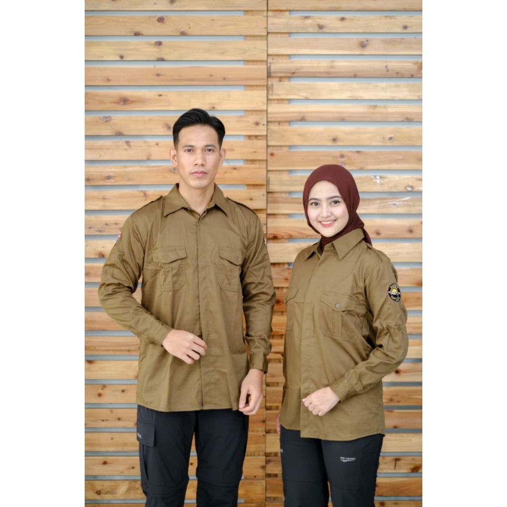 KEMEJA PDL UNISEX ECLOGITE 1.0 KEMEJA LENGAN PANJANG KEMEJA KERAH BAHAN NAGATA BRONZE
