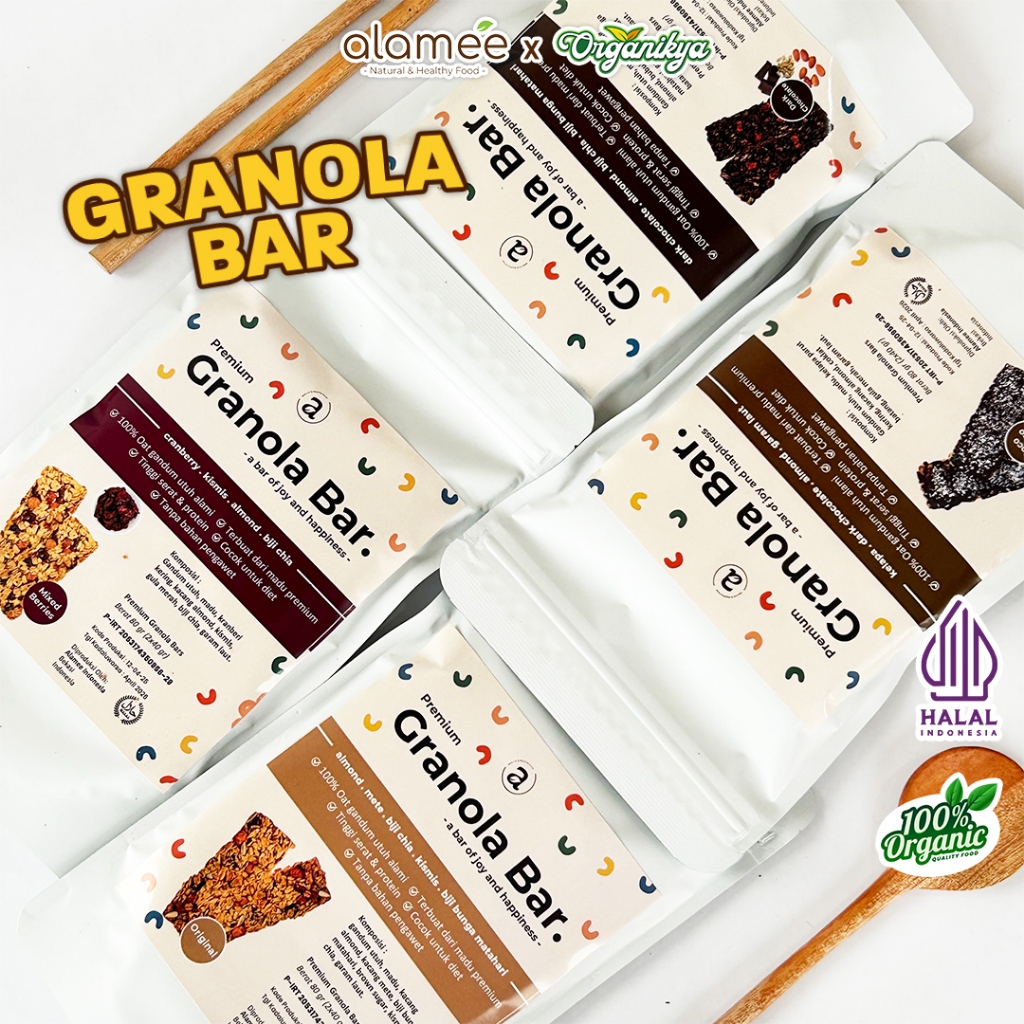 

ALAMEE Granola Bar Snackbar Dark Choco Cemilan Diet Healthy Snack Sehat Rendah Kalori organikya