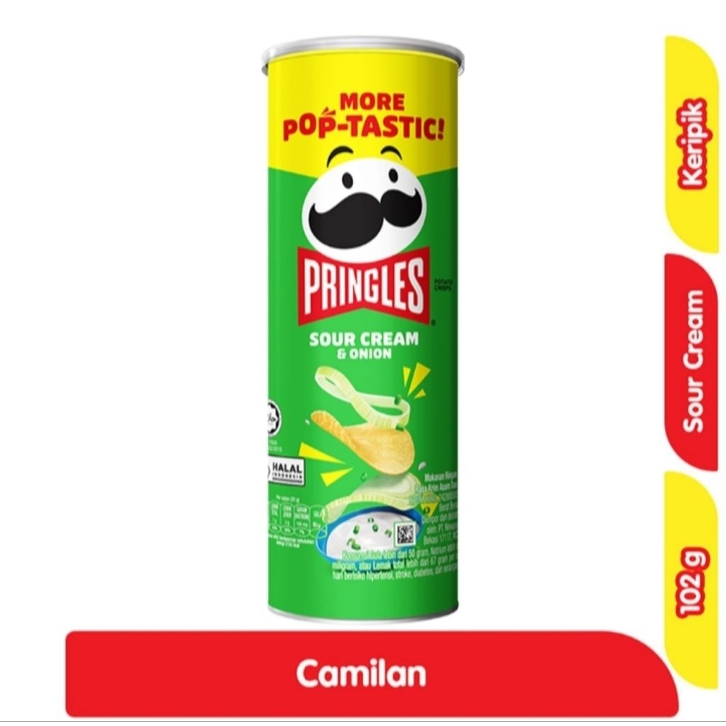 

Pringles Snack Keripik Kentang Sour Cream & Onion Kaleng 102 g