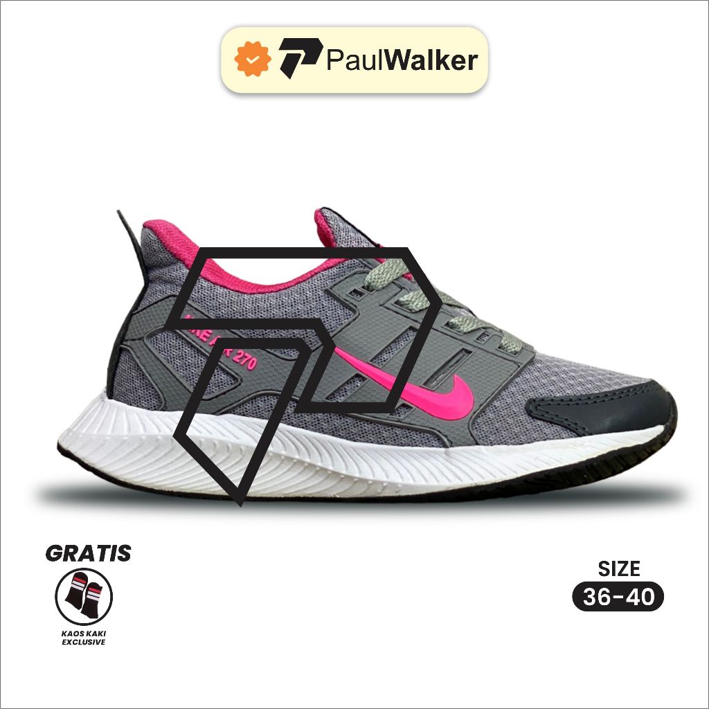Sepatu Senam Sneakers Wanita Cewek Running Lari Joging Aerobik Warna Abu Pink Putih