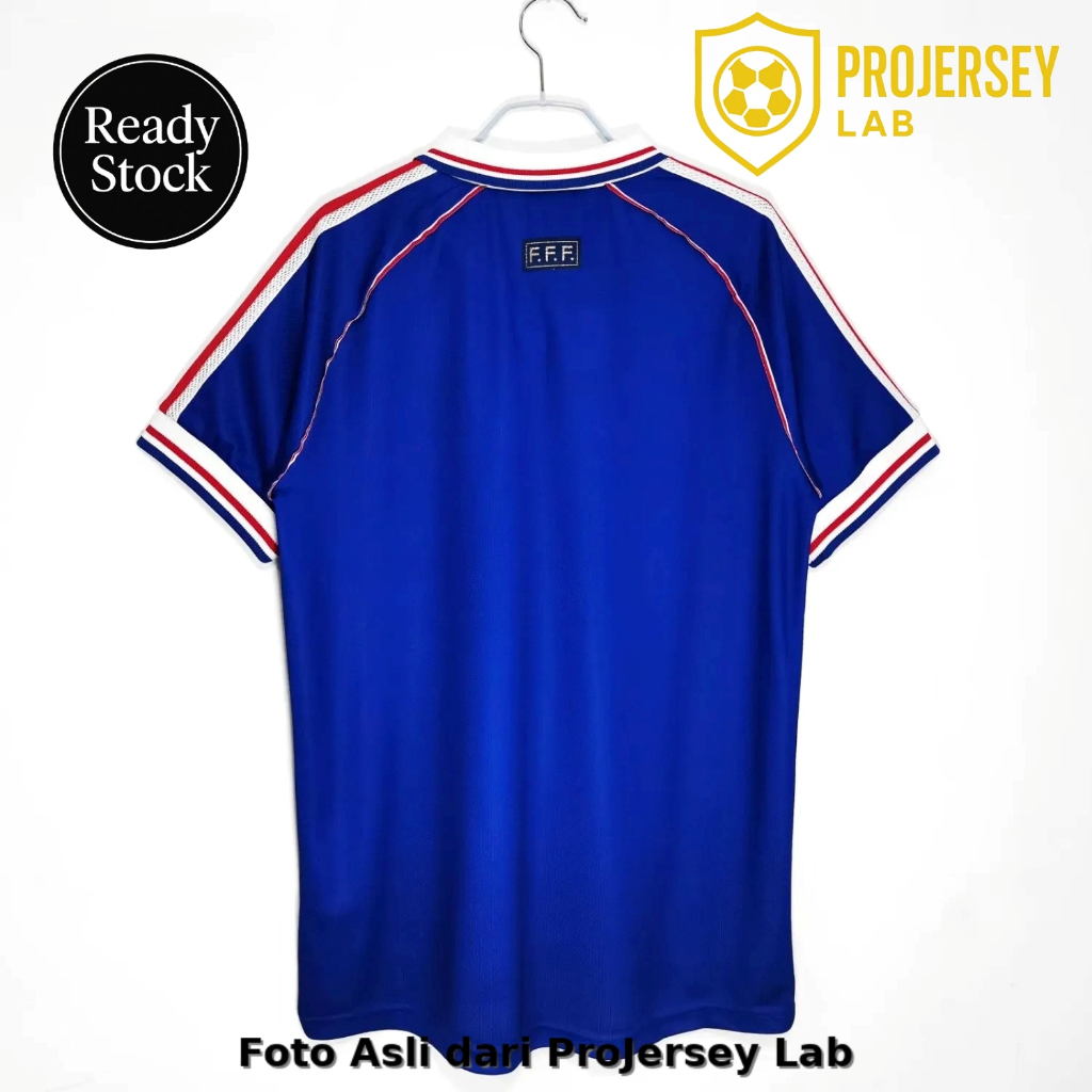 (BARU) RETRO JERSEY BOLA FRANCE HOME WORLD CUP 1998