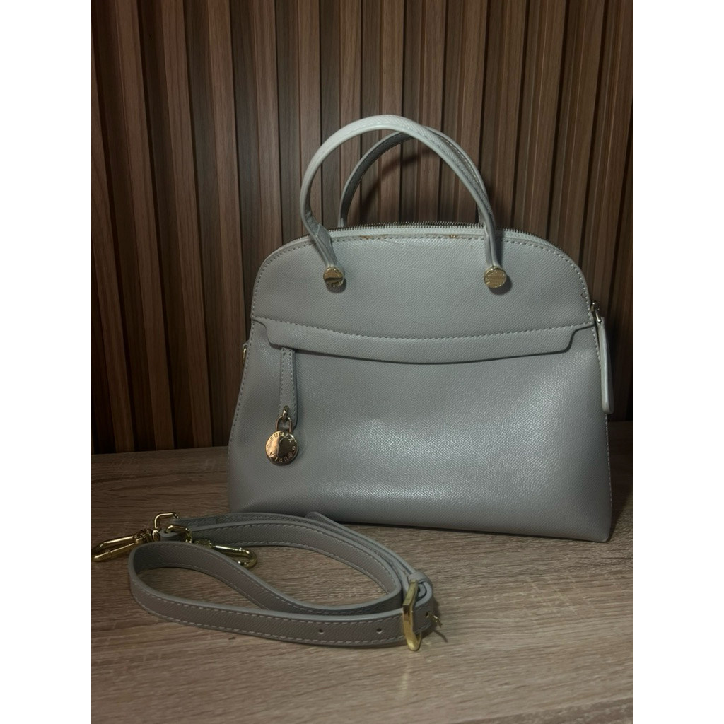 PRELOVED TAS FURLA MEDIUM BIG HAND BAG + SLING WARNA ABU CEWEK WANITA