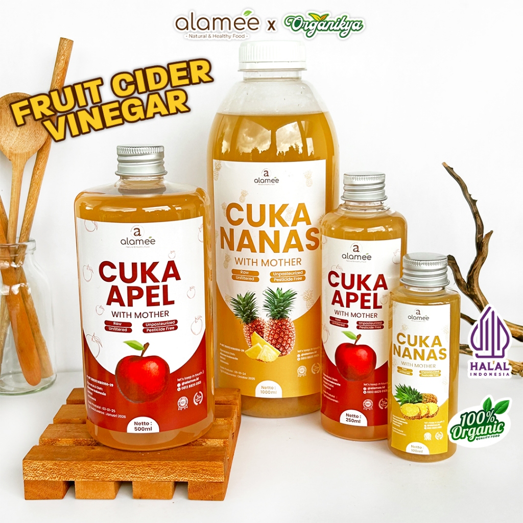 

ALAMEE Cuka Apel Nanas Original Vinegar With Mother Organik Pine Apple Cider Vinegar organikya