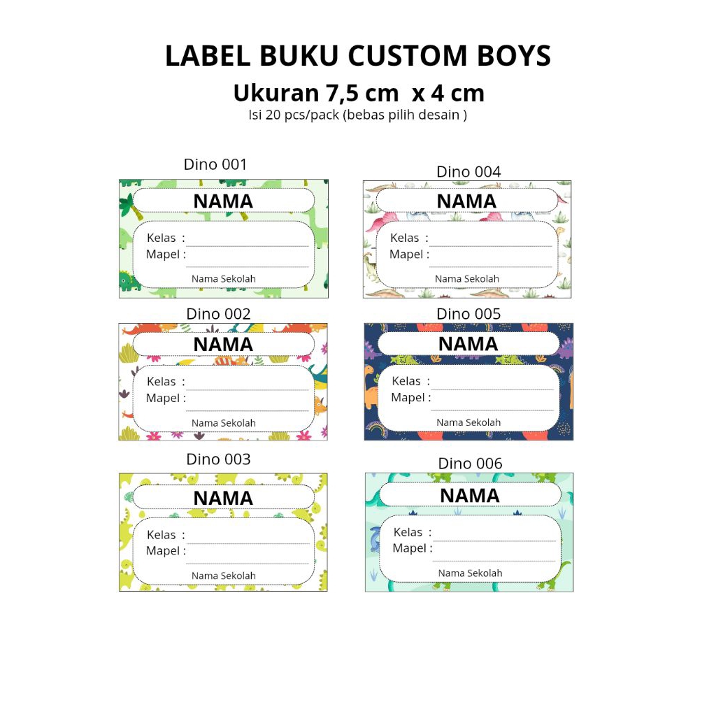 

Sticker Label Nama Buku 20pcs/Sticker Nama Buku pelajaran bisa custom