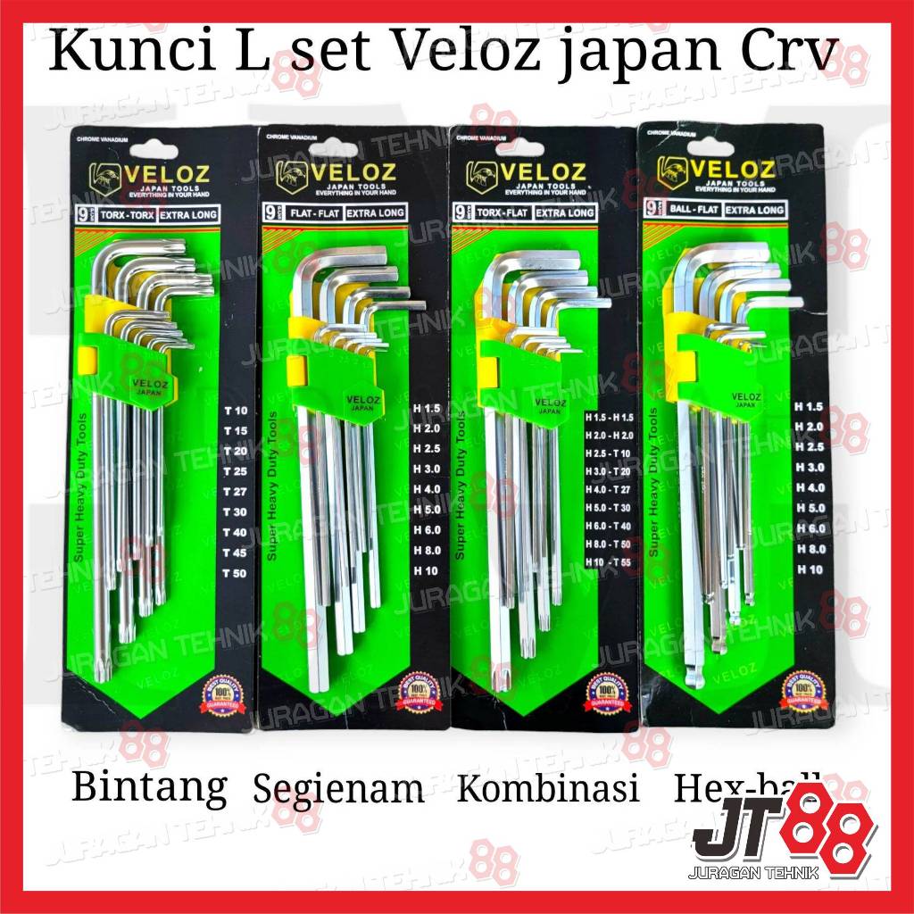 VELOZ KUNCI L SET PANJANG LONG 9PCS KUNCI L SET PANJANG HEX