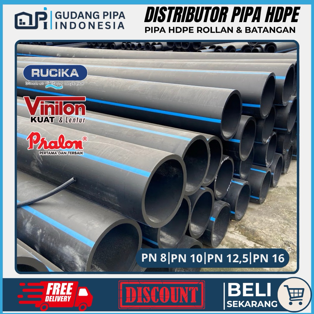 Pipa Hdpe 10 inch (250mm) PN 10 Batangan 6 meter/Batng | Distributor pipa hdpe