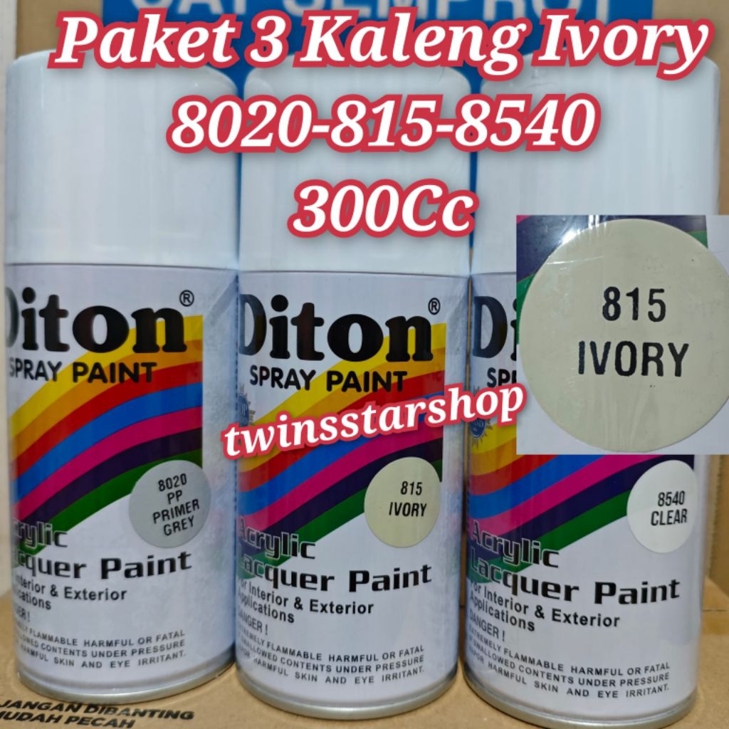 Pilok Pylox Cat Diton Paket 3 Kaleng Putih Gading Ivory 815  Epoxy Primer Grey 8020 Clear 8540 300cc