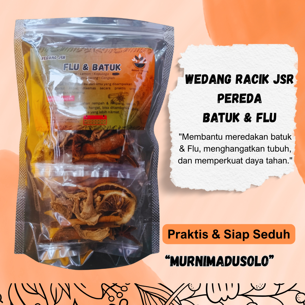 

Wedang Racik JSR Batuk & Flu - Wedang JSR Jahe Lemon Dll - Murni madu Solo