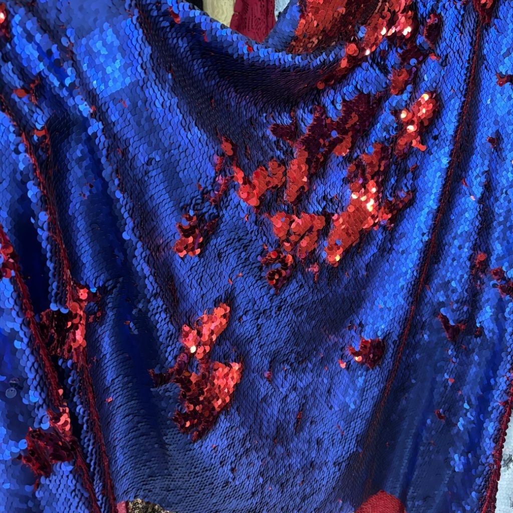 kain tile sequin  - kain tile sequin payet seribu - kain tile sequin bolak balik ( biru elektrik) fy