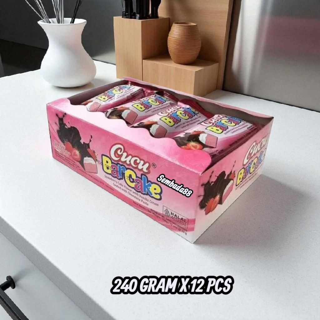 

CUCU BARCAKE PANDAN & STRAWBERRY KEMASAN 20 GRAM X 12 PCS / BOLU CAKE