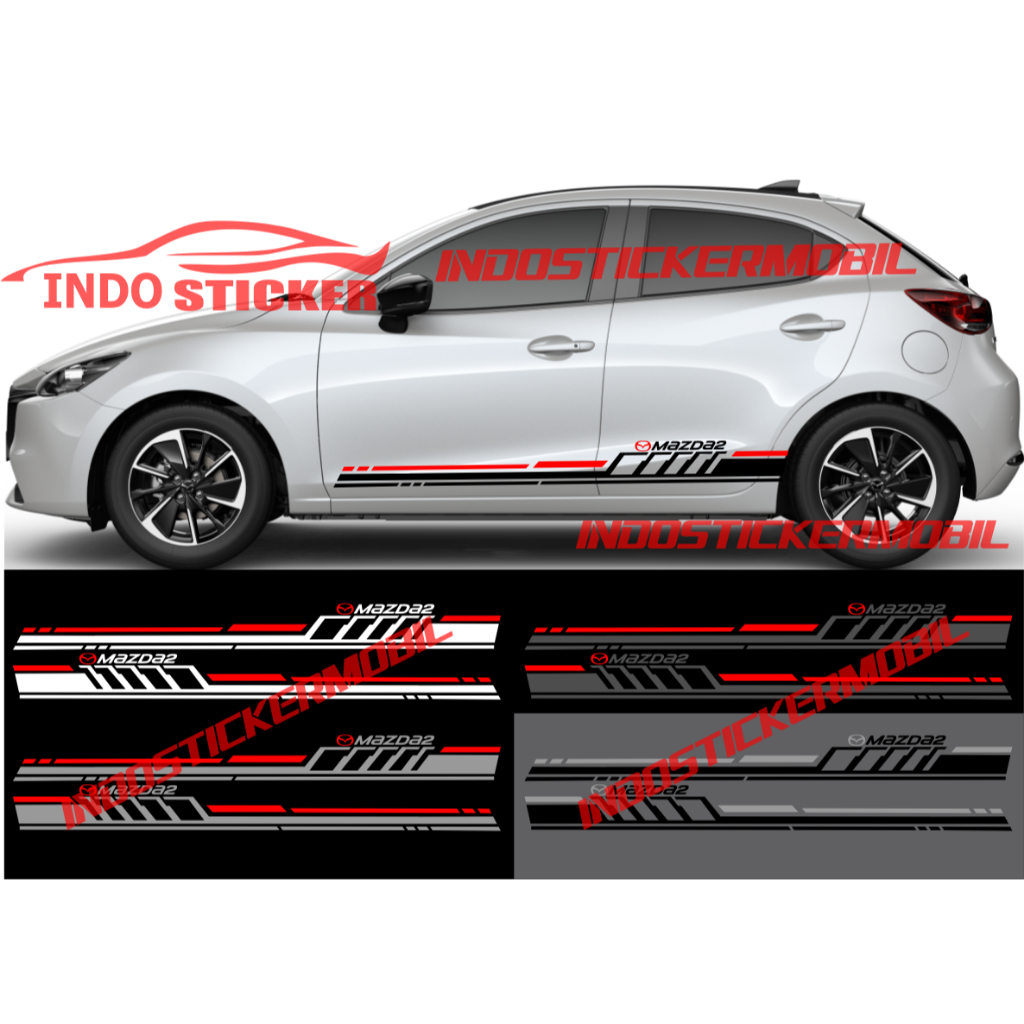 Cutting sticker mobil mazda2 stiker list stripe body samping mobil mazda mazda2 sticker terbaru mazd