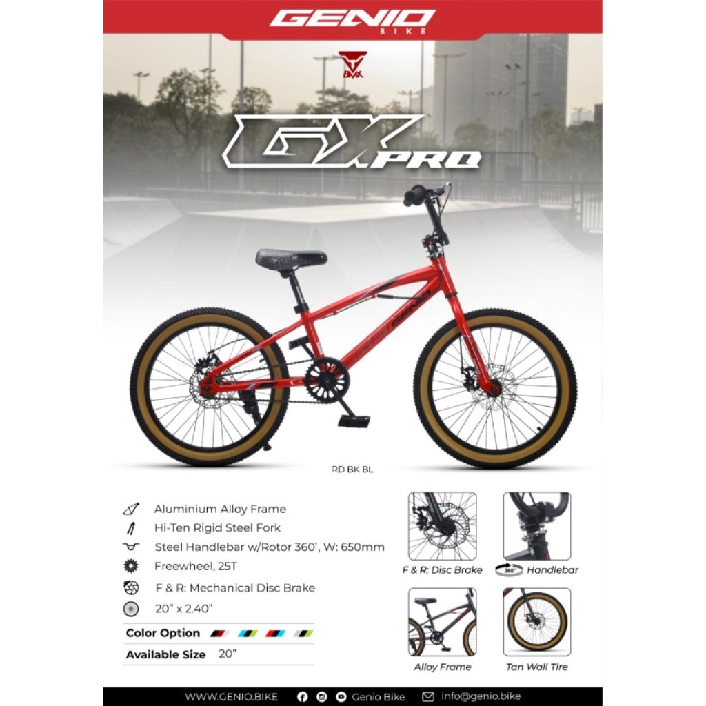 Sepeda bmx 20" GENIO GXpro sepeda anak laki laki sepeda bmx 20 inchi genio GX pro by united bike