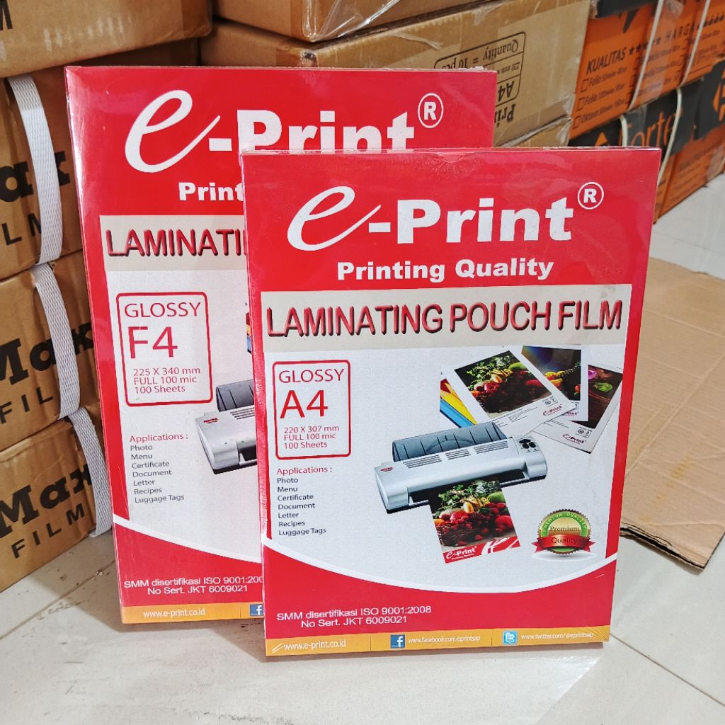 

1 Pak Plastik Laminating 100 Micron FULL Isi 100 Lembar EPRINT MERAH