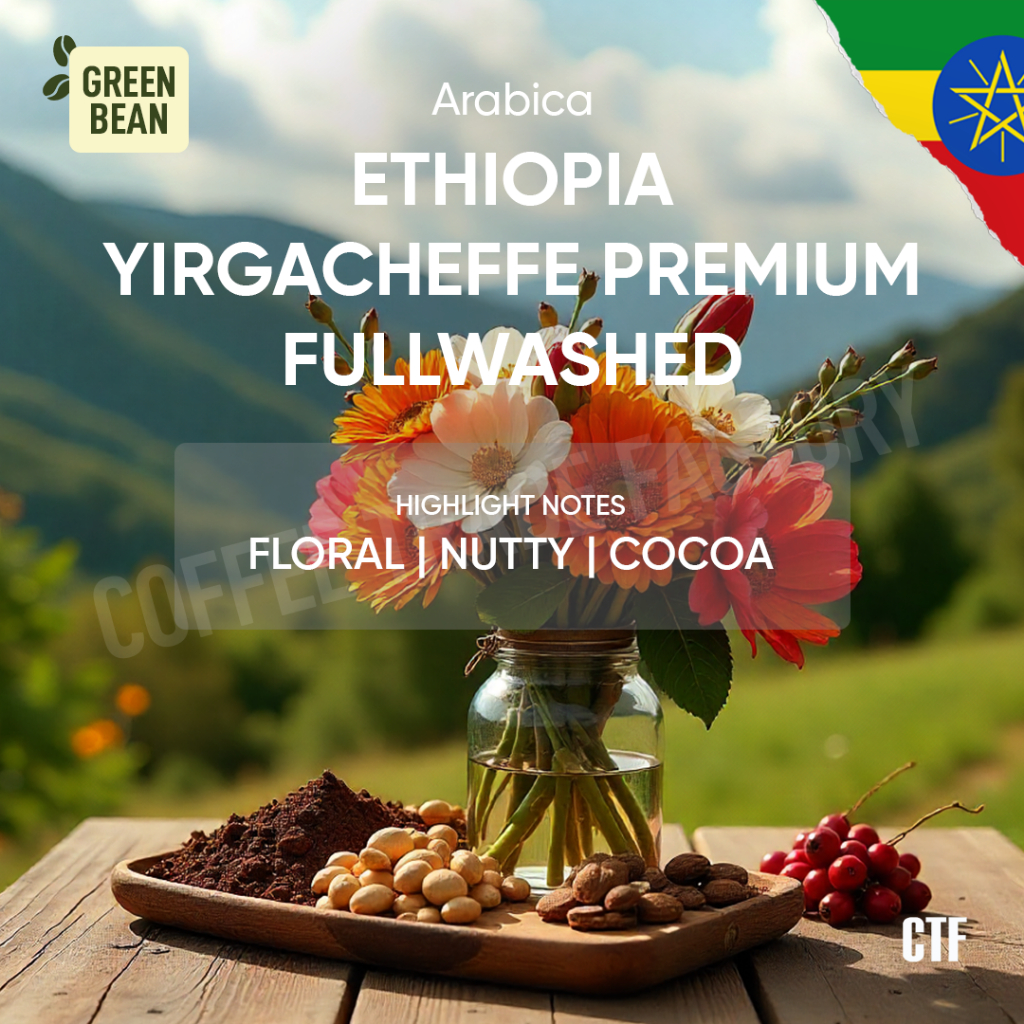

Green Bean Arabica Ethiopia Yirgacheffe Premium Fullwashed Specialty Coffee
