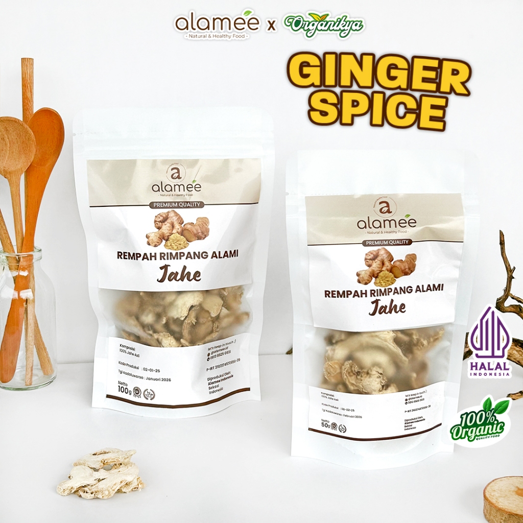 

ALAMEE Jahe Kering Iris Dried Ginger Rempah Rimpang Organik Alami Bumbu Masak organikya