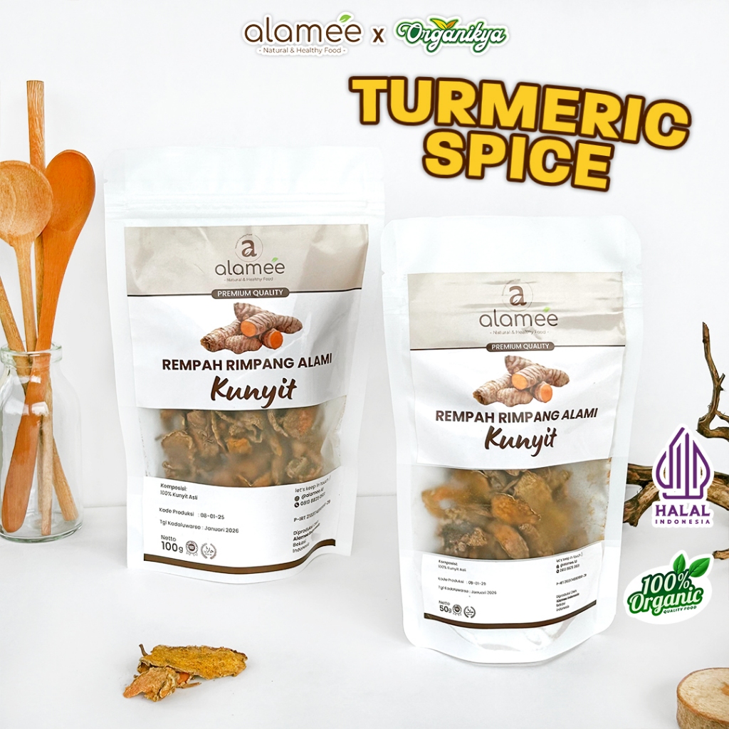 

ALAMEE Kunyit Kering Dried Turmeric Iris Rempah Rimpang Organik Alami Kunir Bumbu organikya