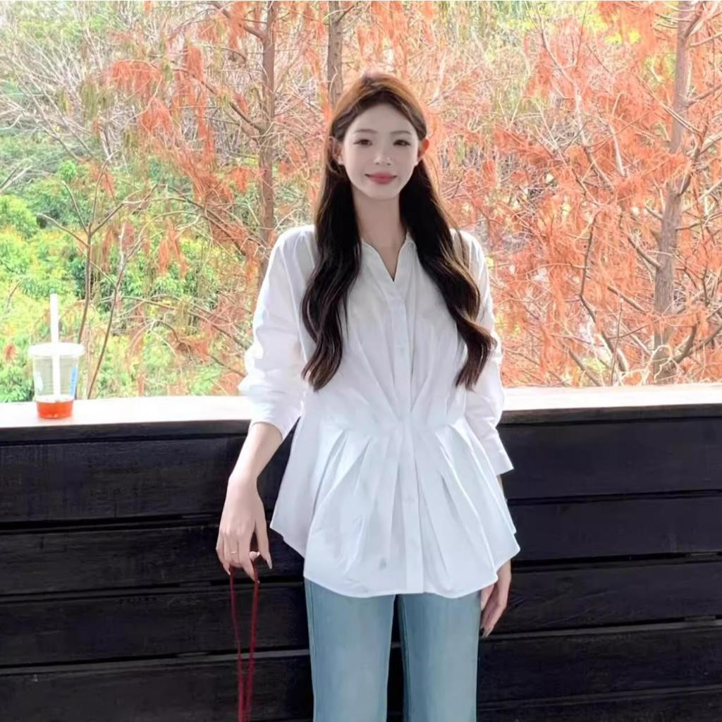 XZHAINV kemeja putih kantor lengan panjang baju atasan wanita terbaru 2025 blouse korean style