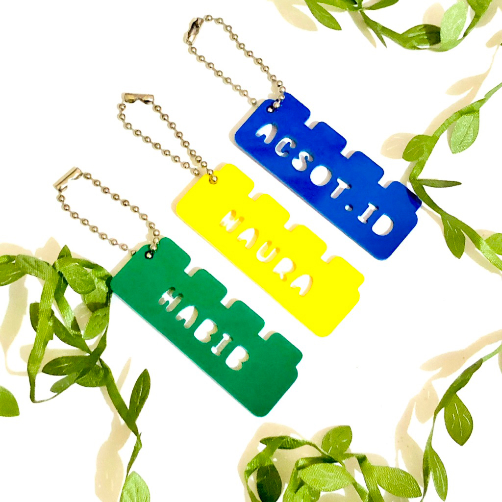 Keychain Custom Nama | Gantungan Kunci Akrilik Bentuk Lego
