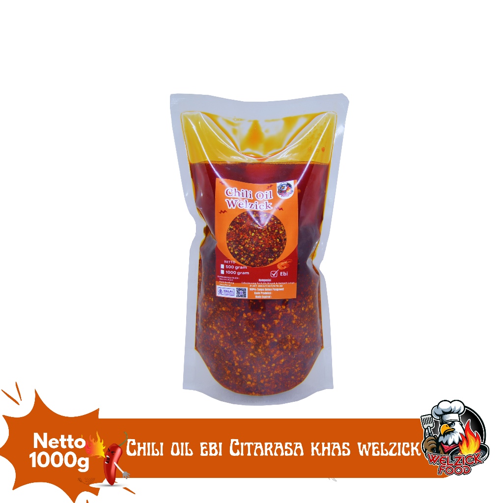 

Welzick Food - Chili Oil Ebi Minyak Cabe Pedas Halal Citarasa Khas 1kg