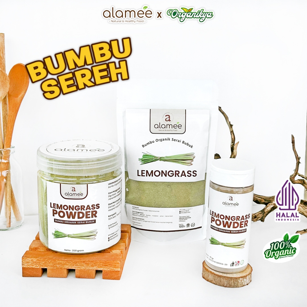 

ALAMEE Sereh Bubuk Lemongrass Powder Bumbu Dapur Organik Serai Murni Asli Tanpa Campuran organikya