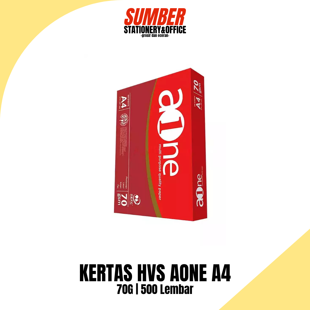 

Kertas HVS AONE A4 70G (HVS-A-A4) - 1 Rim / 500 Lembar - Putih & Halus [1 Rim]