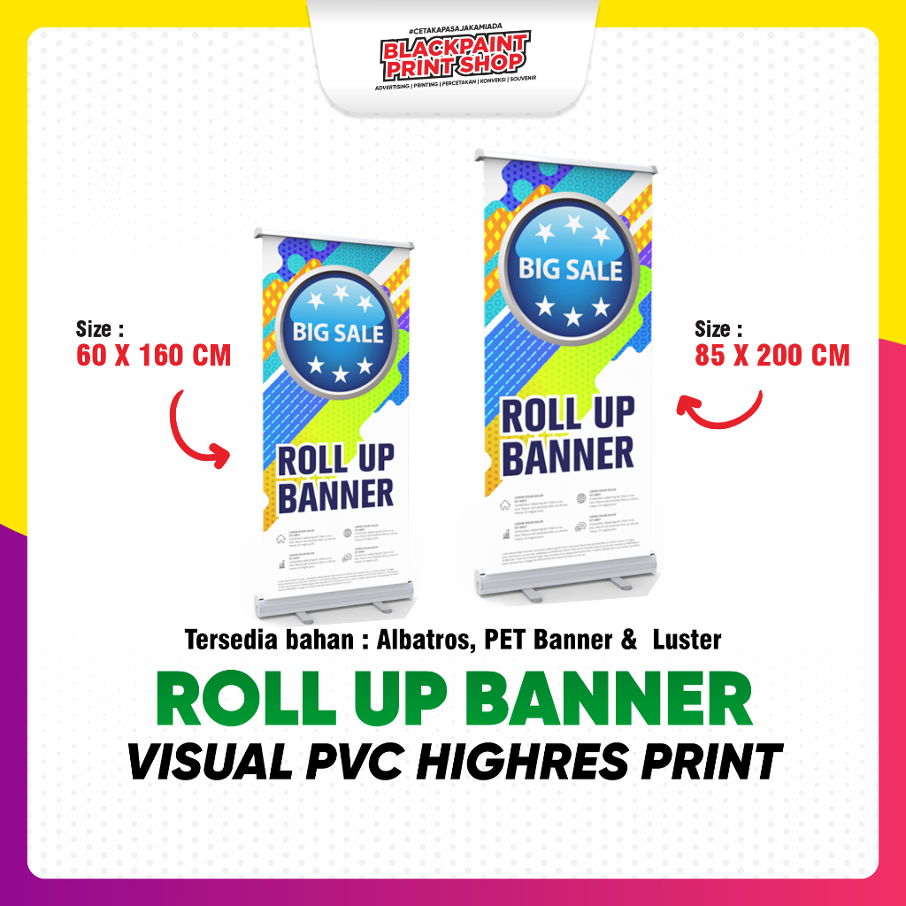 

Roll UP Banner Uk. 60 X 160 CM / UK. 85 X 200 CM / Aluminium Display / Promo Banner Roll Up [Free Desain]