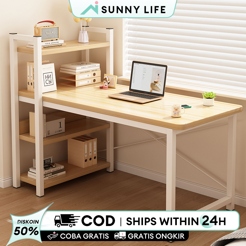 Meja Belajar Minimalis Meja Belajar Dengan Rak Buku Meja Kerja Dengan Rak Serbaguna