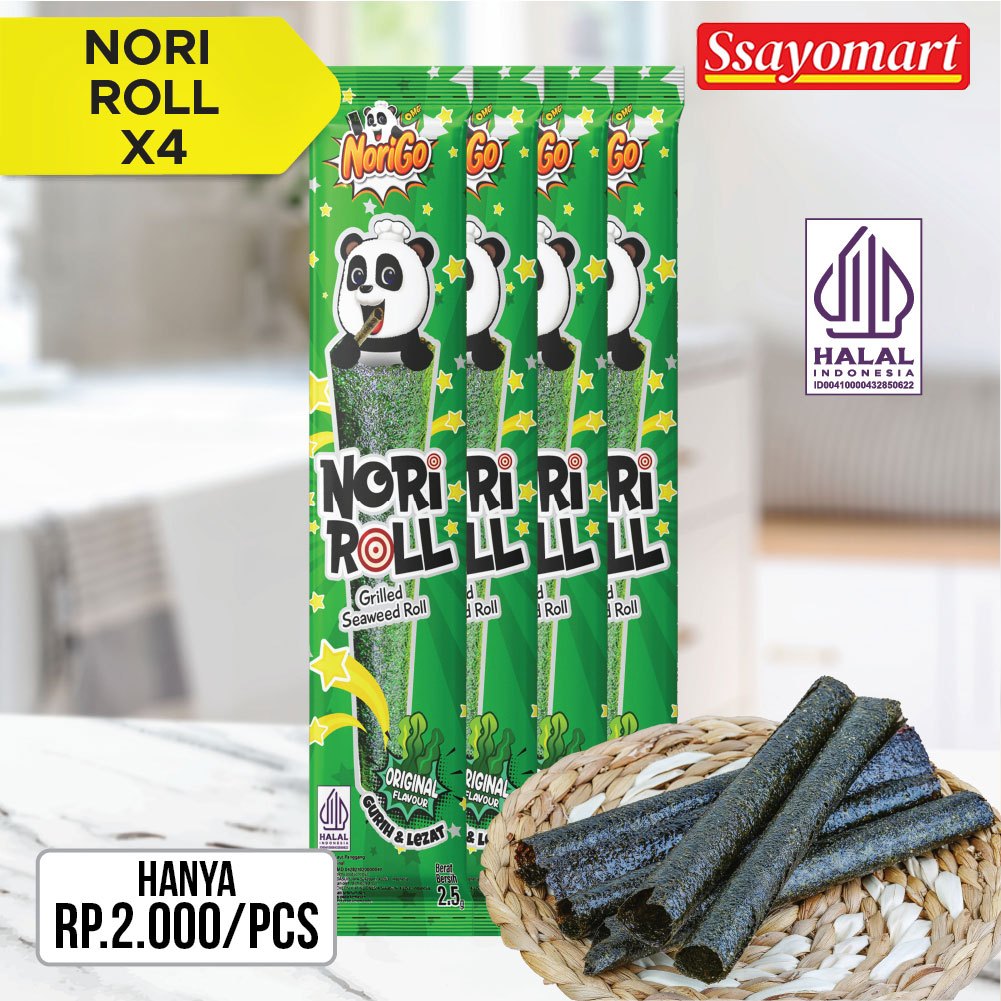 

Snack Nori Roll Grilled Seaweed Roll 4 Pcs / Snack Rumput Laut 2.5g