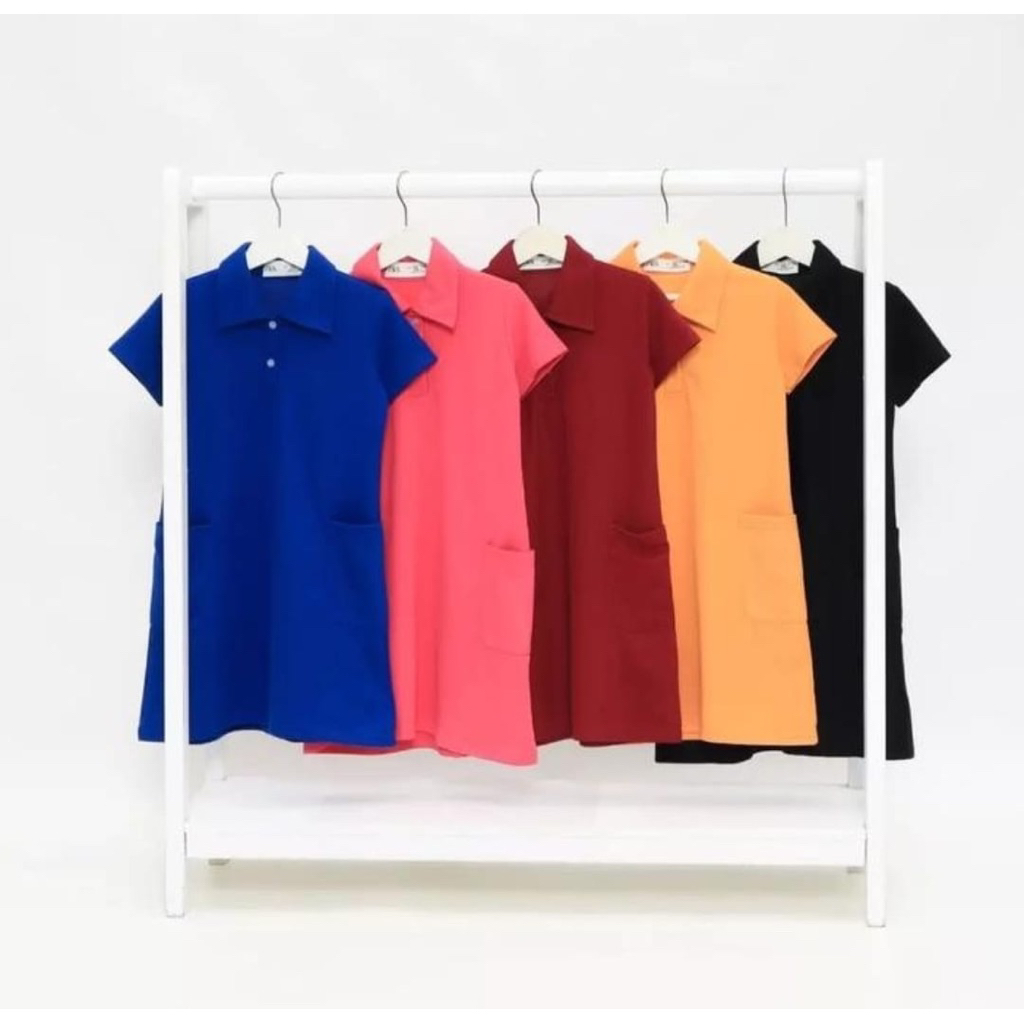 (D016) Dress Anak Z*r* Original Dress Kerah Polos Saku Usia 4-10th