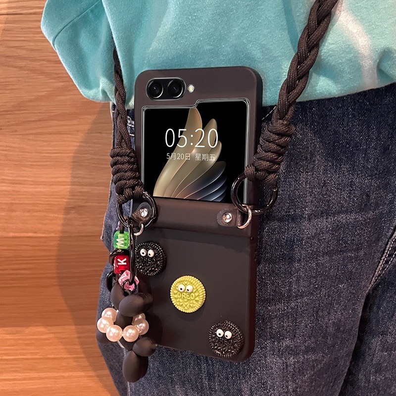 CASE TALI LANYARD SLING OREO GANTUNGAN LUCU CASING SAMSUNG Z FLIP 7 Z FLIP 6 Z FLIP 5 Z FLIP 4 Z FLI