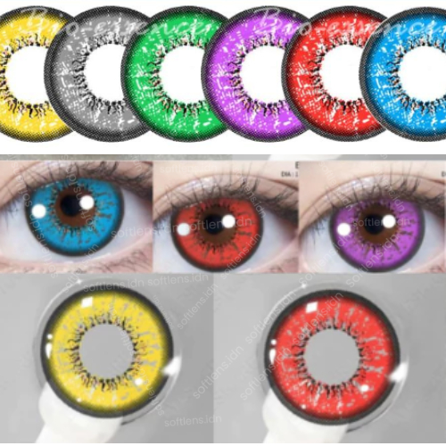 SOFTLENIDN SOFTLENS MY Blythe Eye GREY RED PINK VIOLET BLUE DIA 14.5MM BY PINKIN NORMAL MINUS TULIS 