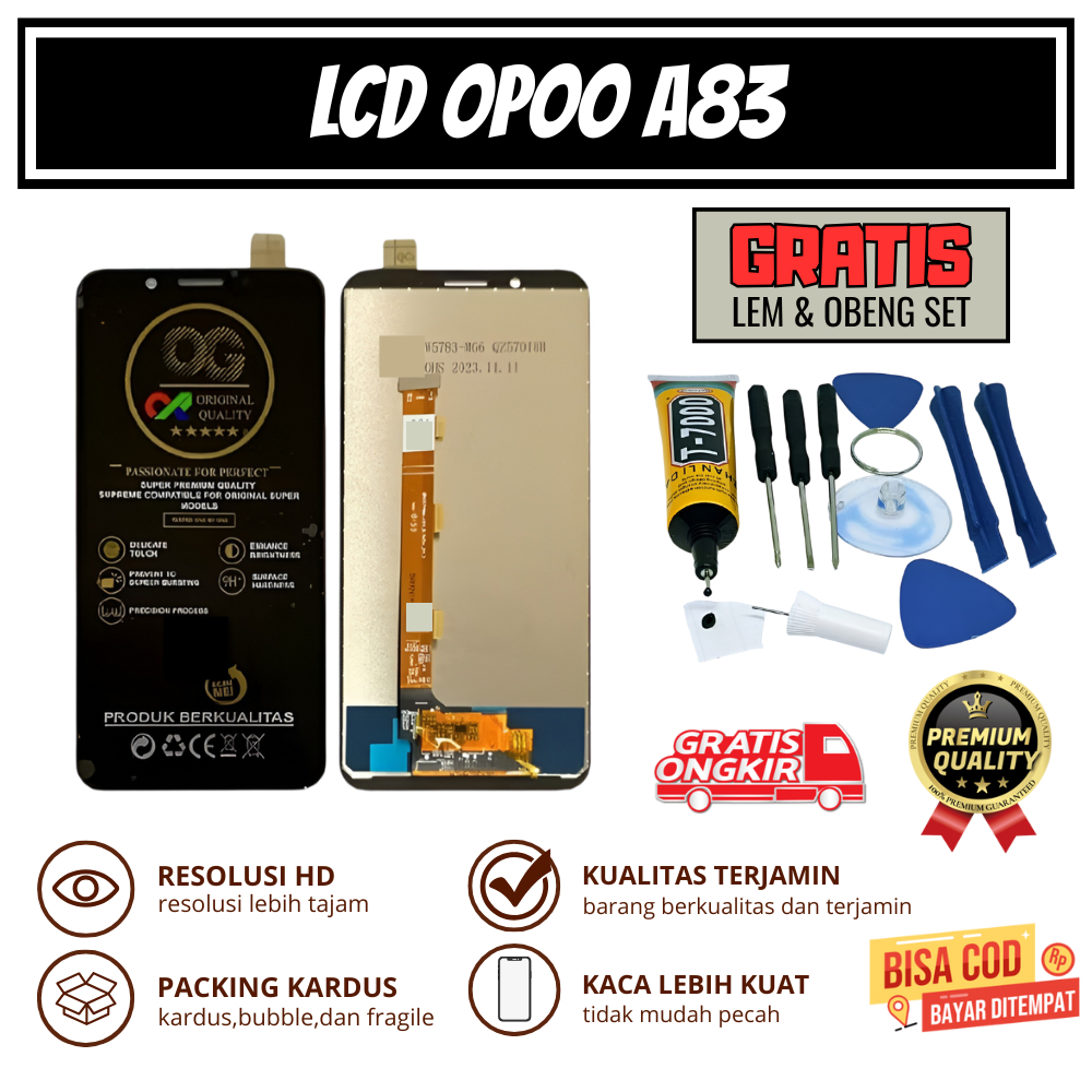LCD OPPO A83 BLACK ORIGINAL + TOUCHSCREEN || GRATIS 1 SET OBENG & LEM || OG SUPER ORIGINAL
