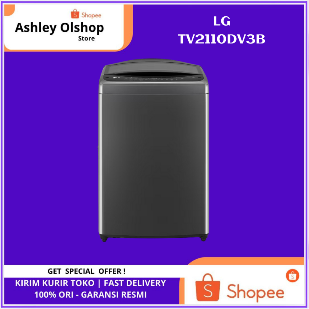 Mesin Cuci LG 10.5 Kg TV2110DV3B Inverter Top Loading LG 10.5KG TV2110