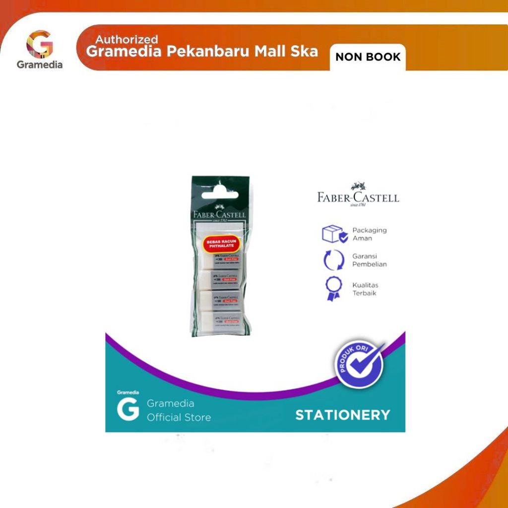 

(Original) Gramedia Pekanbaru - Faber Eraser Small Dust Free Set 4