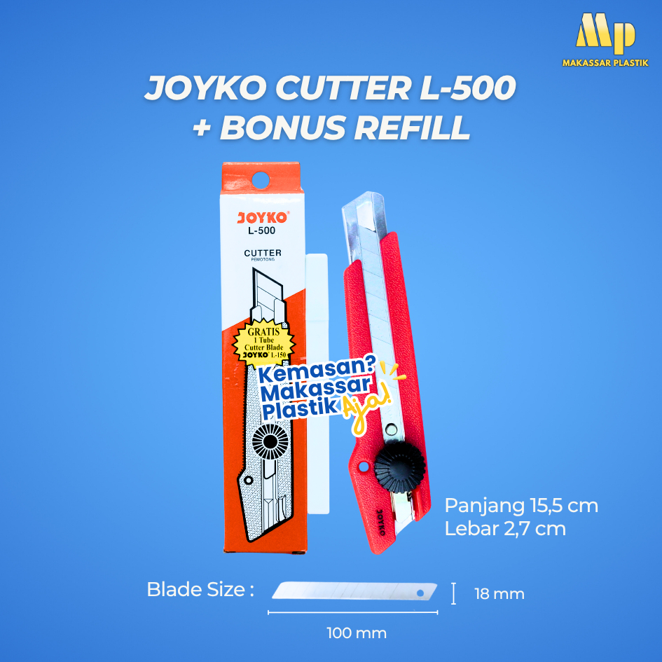 

JOYCO CUTTER L-500 + BONUS REFILL / CUTTER MERAH / CUTTER JOYKO