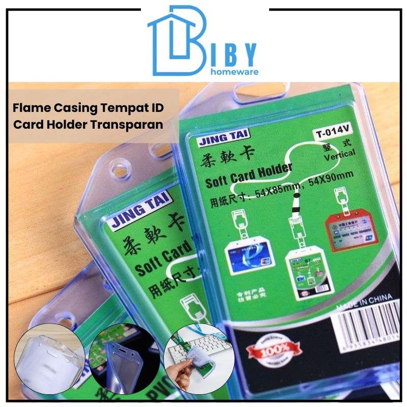 

BIBY Flame Casing Tempat ID Card Holder Transparan / Tempat ID Karet Casing Karet Bening Kartu