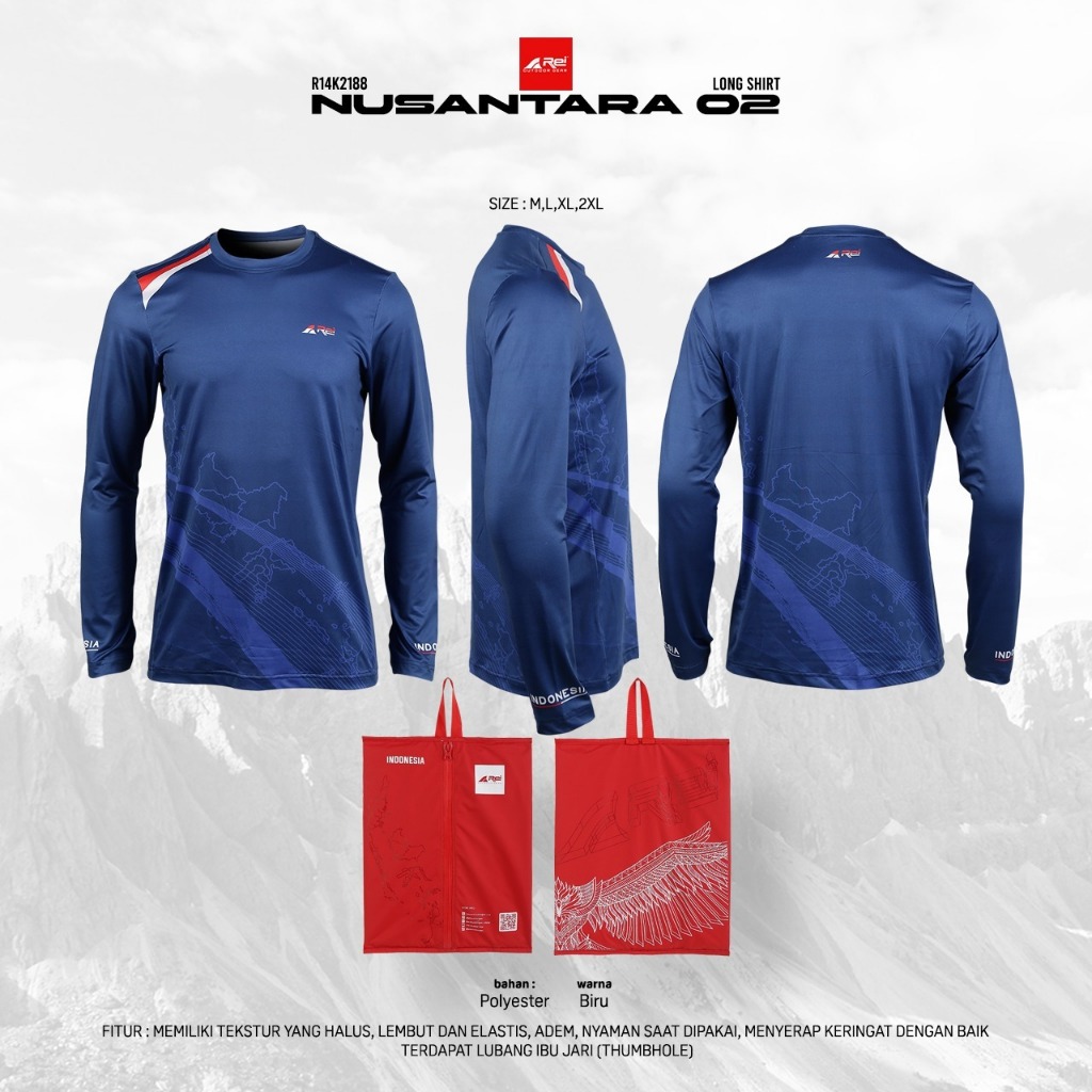 Kaos Pria Lengan Panjang Nusantara 02 Arei Outdoorgear
