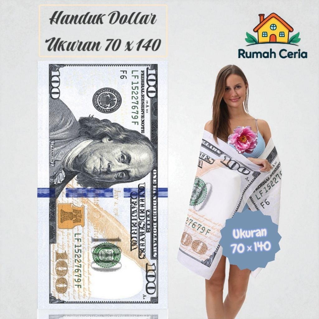 Rc Handuk Mandi Dewasa Tebal Jumbo Motif Dollar Menyerap Air Co