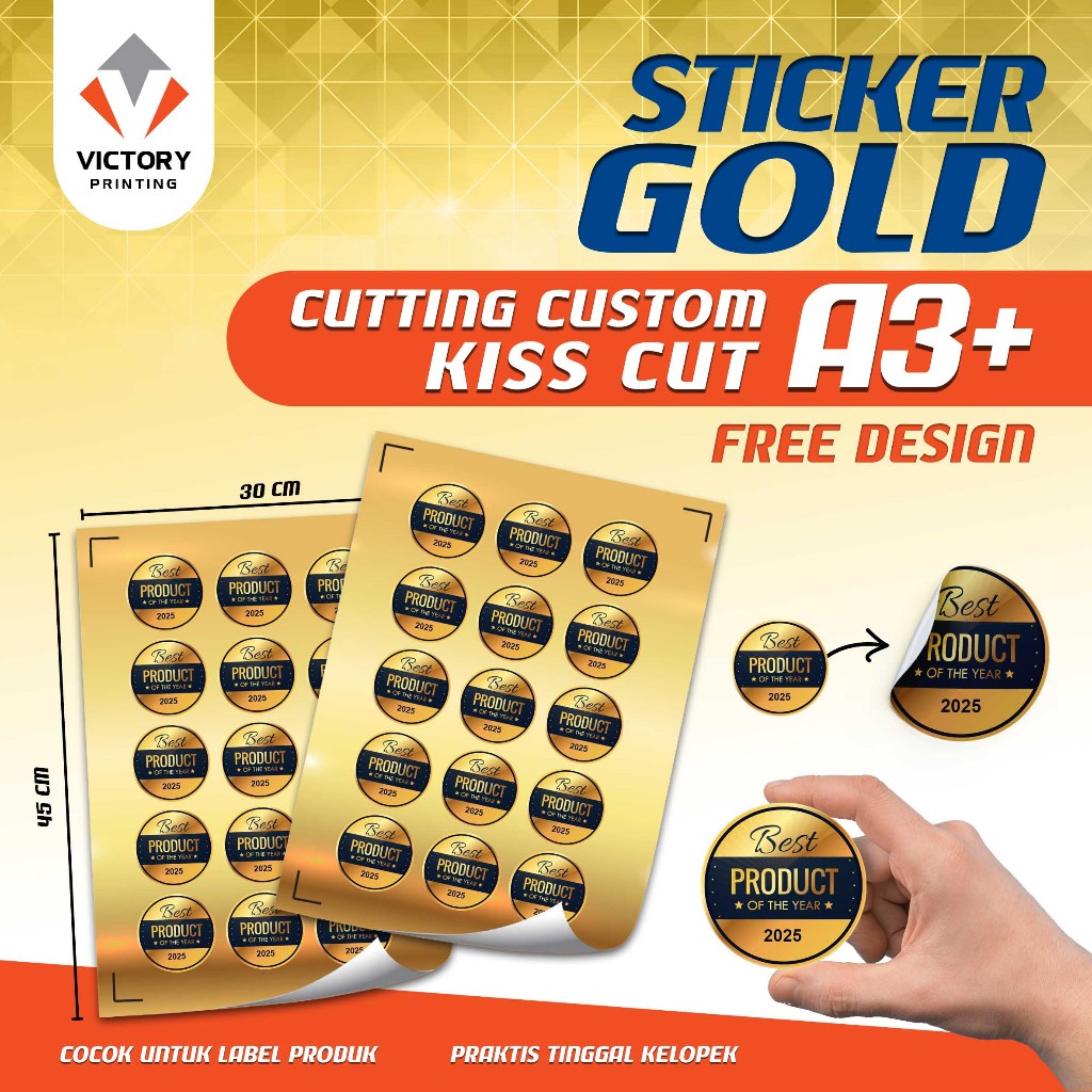 

STIKER GOLD A3 / STICKER LABEL KEMASAN / CUTTING/ STIKER CUTTING Murah Jakarta