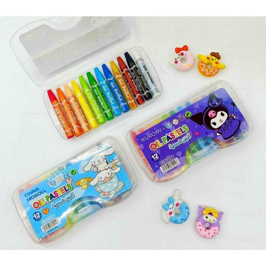 

[ SET ] CRAYON 12 WARNA KUROMI / Krayon 12 WARNA CINAMONROLL / Oil Pastels 12 Warna T-812-7 Kuromi Cinnamoroll