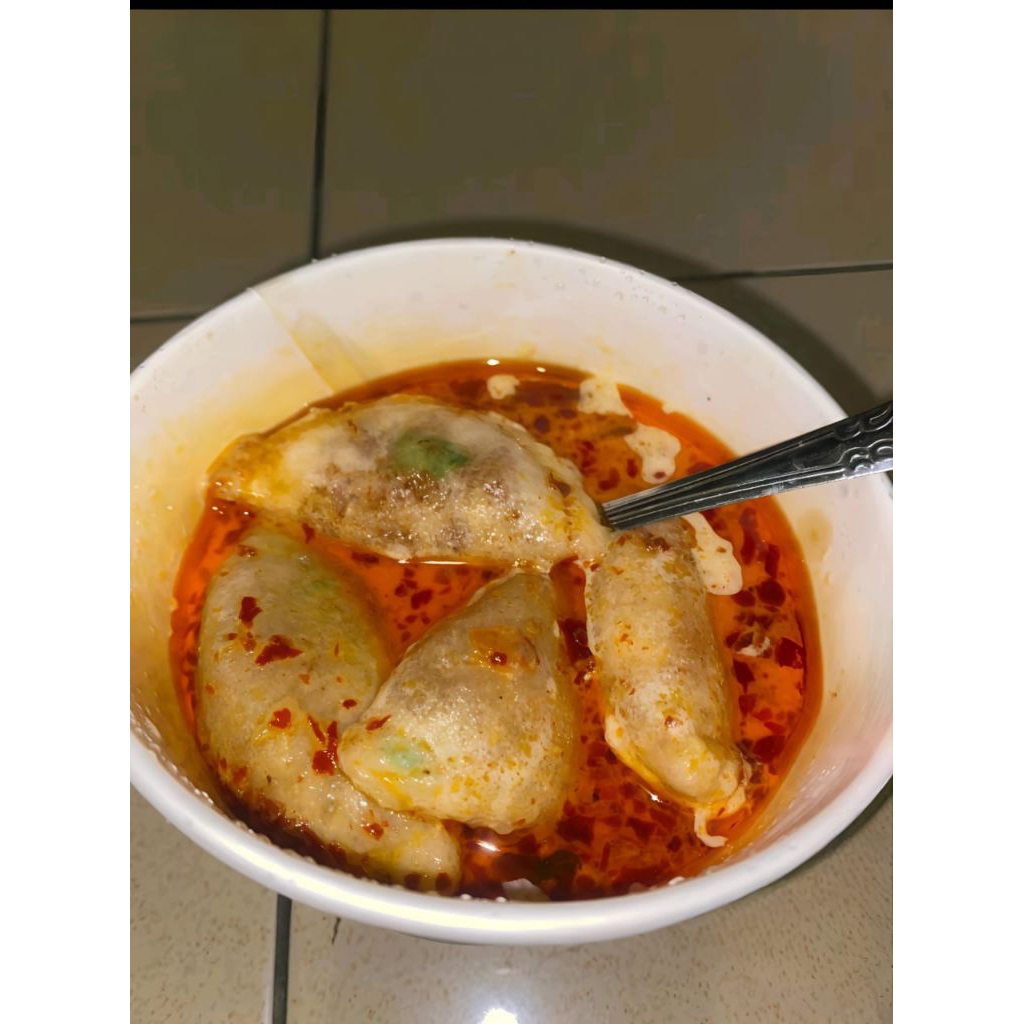 

cireng isi ayam kuah keju