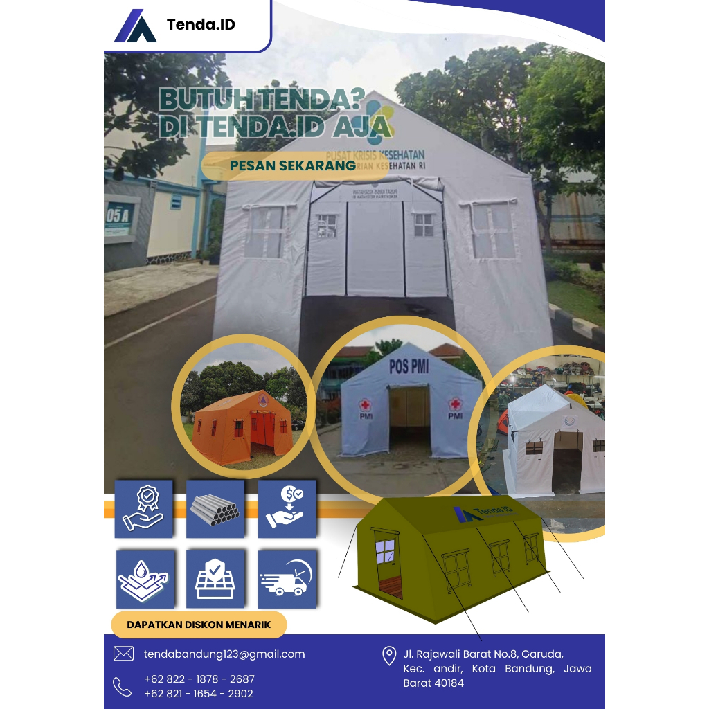 Tenda Posko Darurat – Tenda Serbaguna & Bantuan Sosial PMI Uk 4x6 Kapasitas 15-orang Gratis Logo