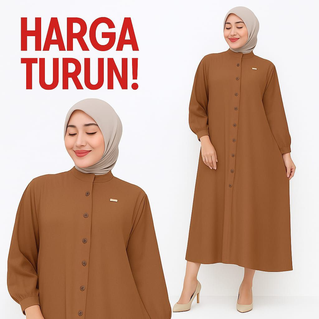 Gamis Muslimah Polos  Simpel Elegan-Dres Wanita Polos Bahan Premium Adem
