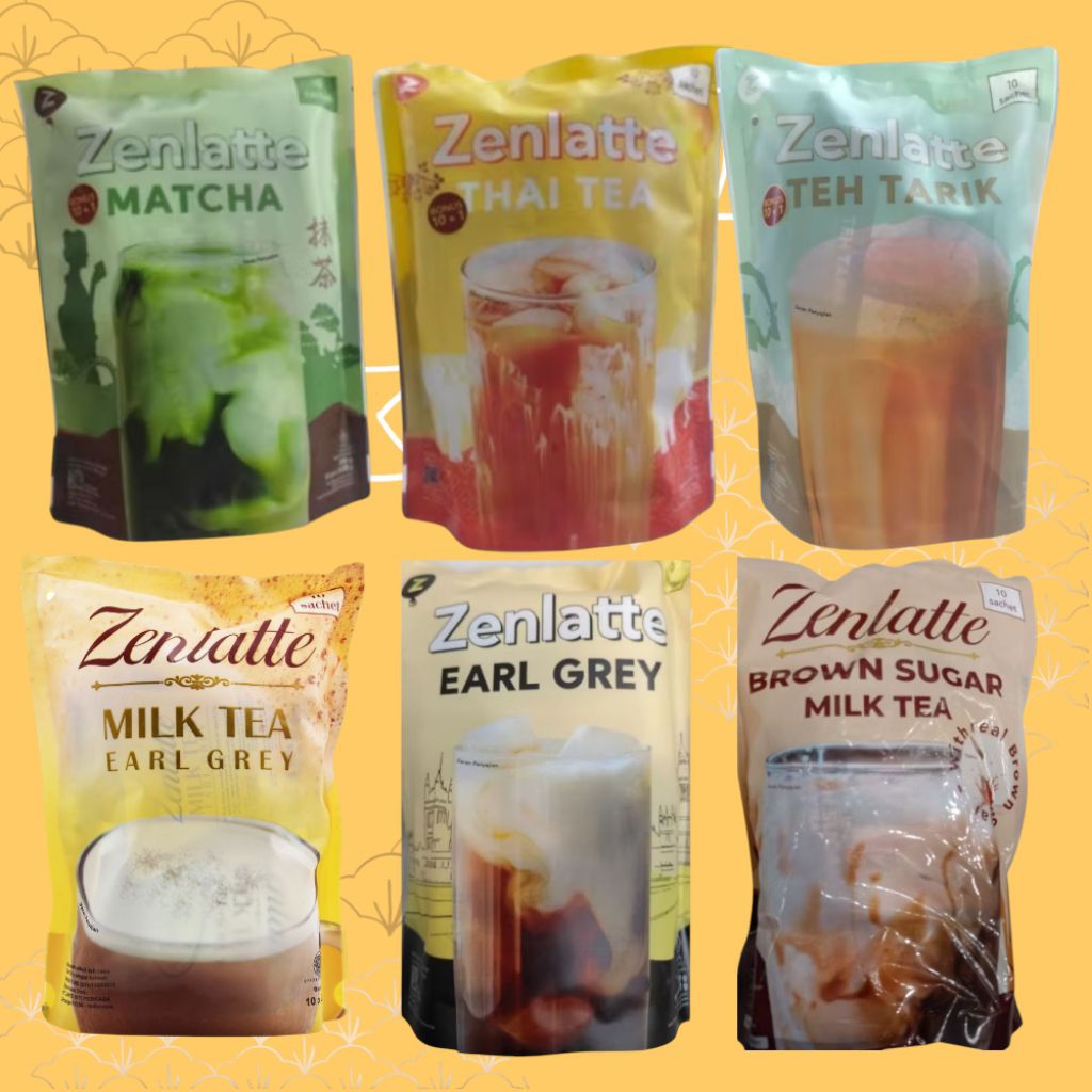

Zenlatte Pouch 10 sachet berat 20gr 6 varian (Matcha,Teh tarik,Milk tea,Thai tea,Earl grey,Brown Sugar milk tea)
