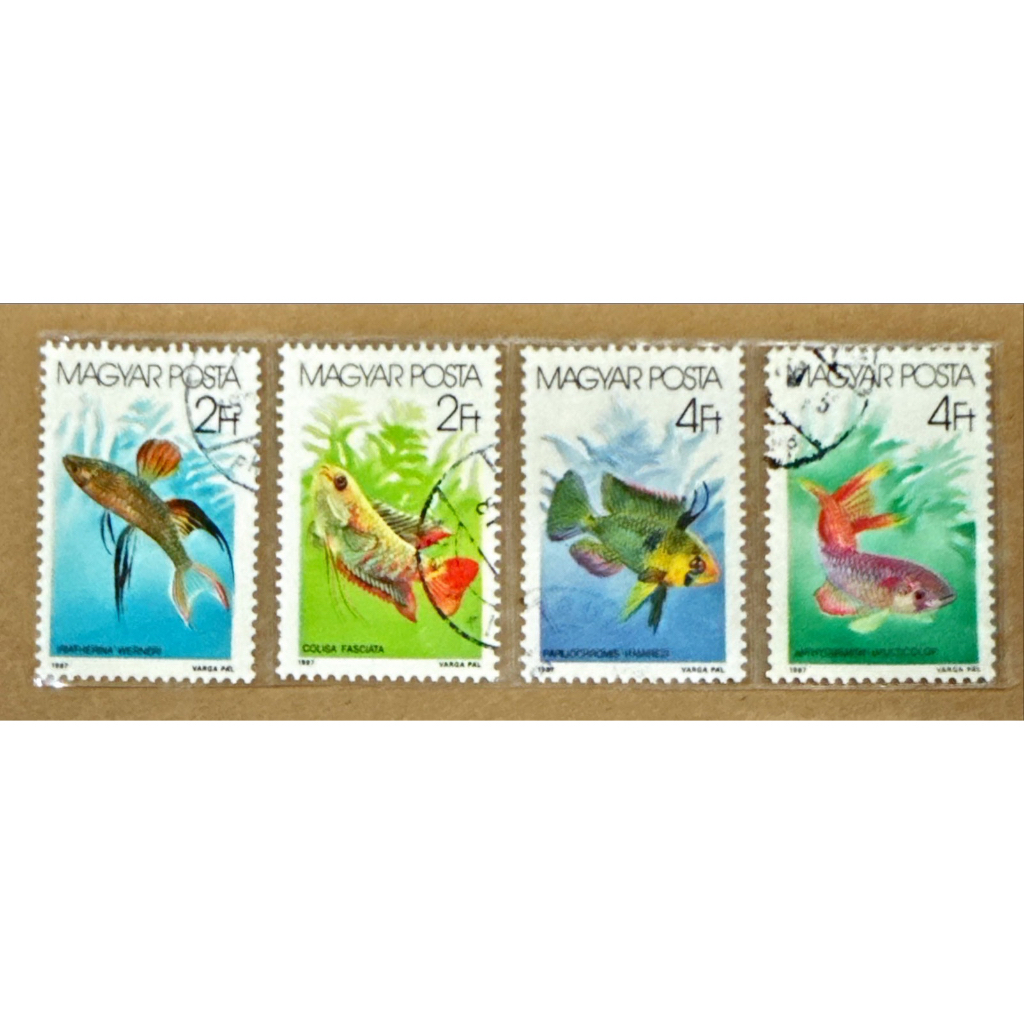 (BA) PRANGKO HUNGARIA 1987 TEMA IKAN HIAS 4V USED.