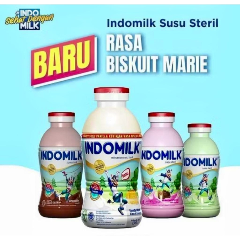 

INDOMILK BOTOL 190ML / Susu Indomilk Botol Cokelat Stoberi Melon dan Vanila
