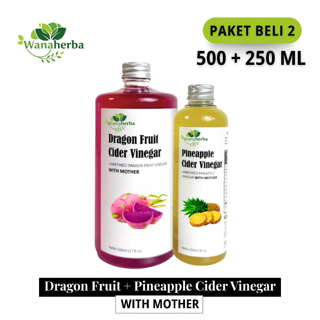 

Wanaherba Cuka Nanas + Cuka Nanas With Mother 500 + 250 ML Paket 2 Botol