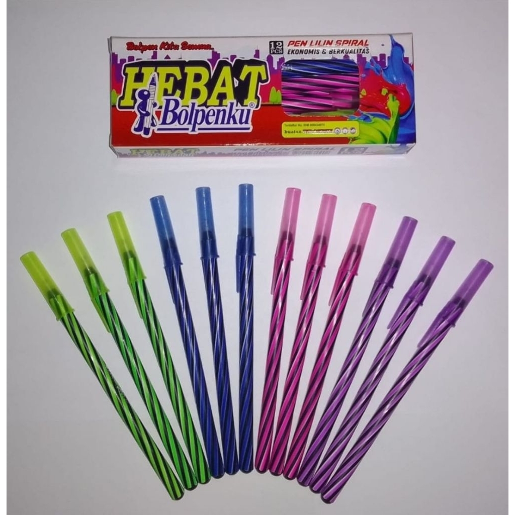 

HEBAT BOLPENKU 12pcs Bolpen Ulir Hitam Berkualitas