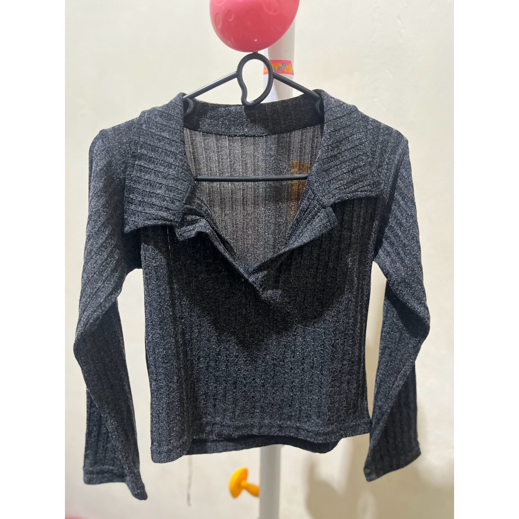 Preloved Crop Top Lengan Panjang Kerah