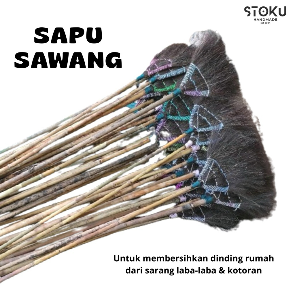 Sapu Plafon/ Sapu Sawang Sarang Laba-Laba/ Sapu Langit Rumah Gagang Bambu Panjang 2,5 M